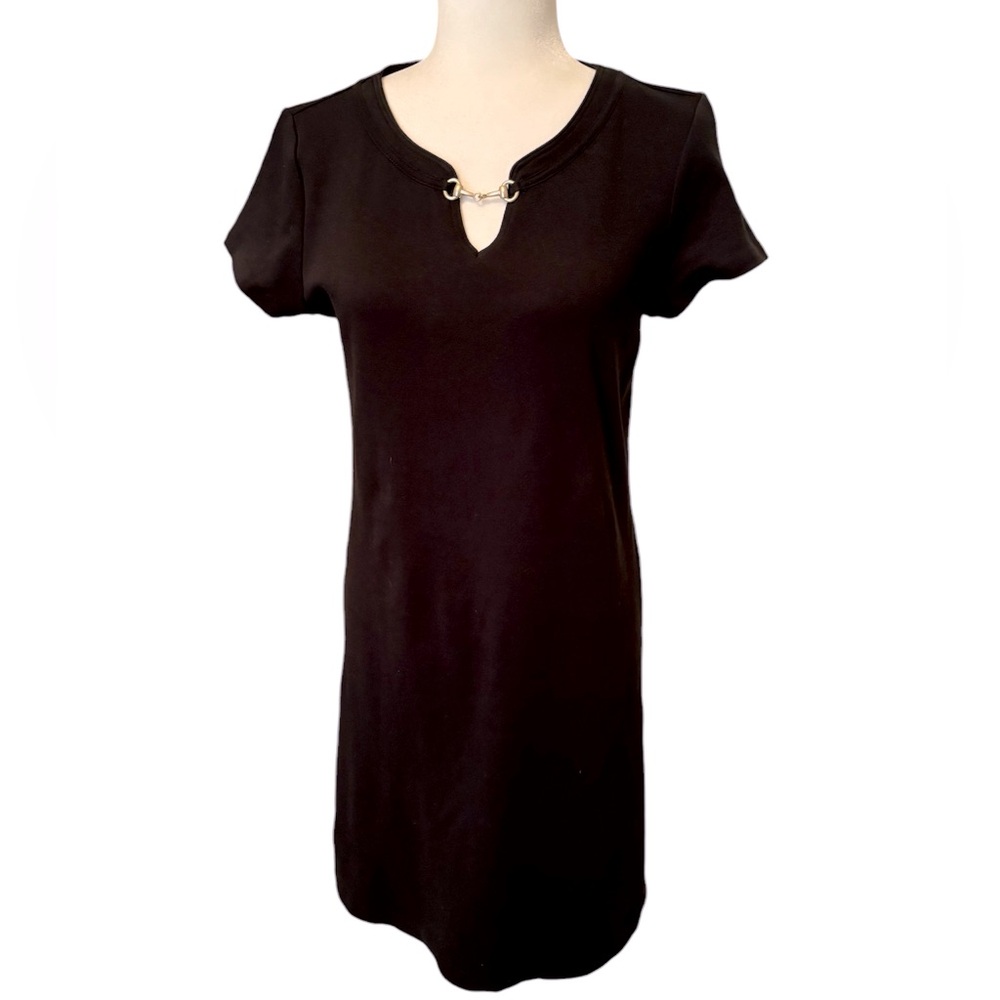 TALBOTS Black Jersey Knit Sheath Dress Size Small